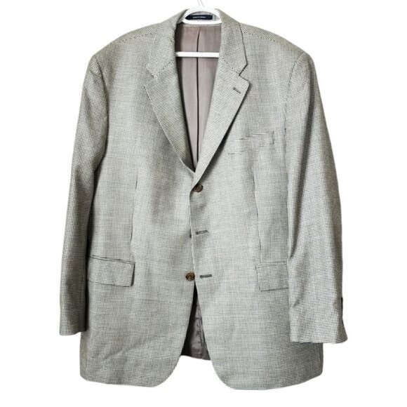 RALPH LAUREN VTG houndstooth silk wool blazer Sport Coat heritage quiet lux 46R - Picture 1 of 12